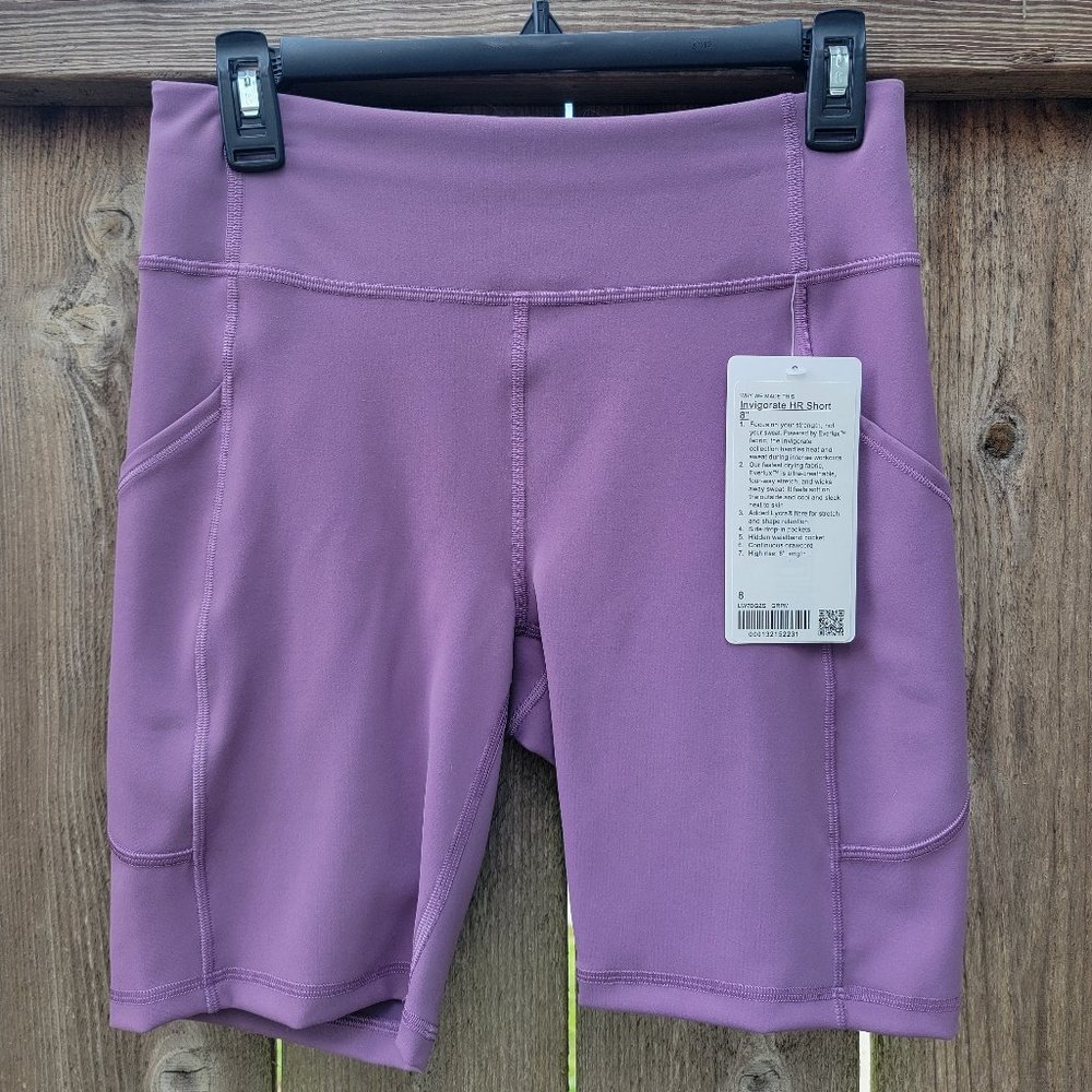 *NWT* Lululemon Invigorate 8" High Rise Short Grape Mauve Size 8 #LW7BGZS GRPM